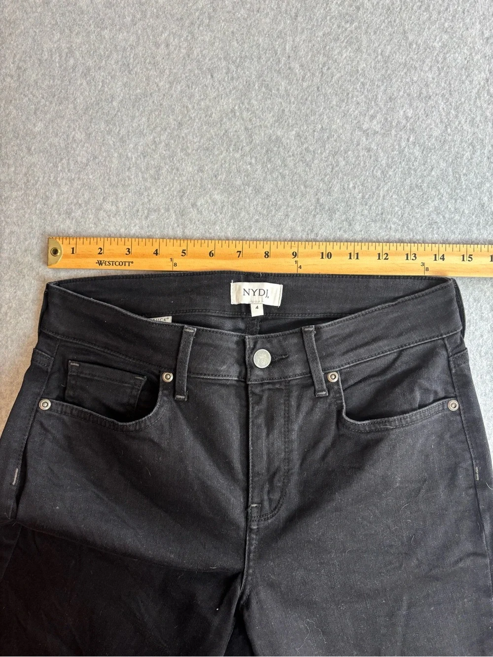 NYDJ Tummy Control Straight Leg Stretch Denim Black Size 4 Style MBDMMS2829